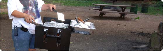 Cooking on a grill in a barbecue area