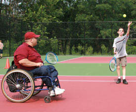 Kids with disabilities participating in adaptive tennis lessons at Greenbel Rec Center, Staten Island