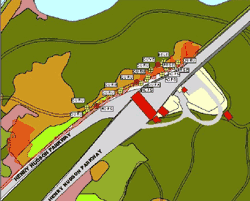 Illustration of TBTA Toll Plaza expansion and the area of Inwood Hill Park that is affected, Link to enlarged image of the map