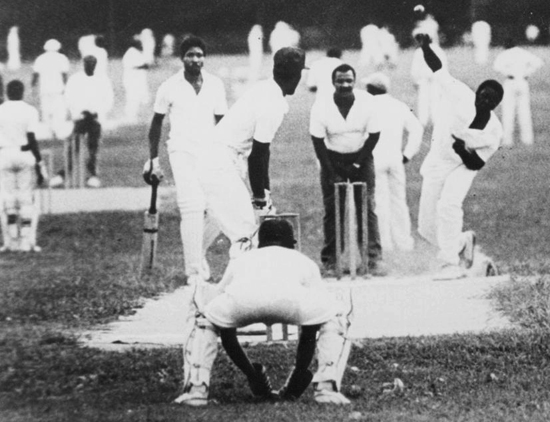 Image of  A cricket match in Van Cortlandt Park, August 23, 1987.  Image: Calvin Wilson.  Neg. 60185.34
