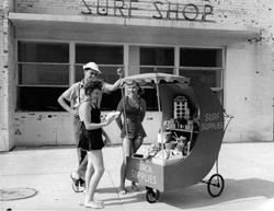 Surf Shop and Concession Wagon, Jacob Riis Park, Queens, circa 1940.  Credit: New York City Parks Photo Archive, neg. 19109.