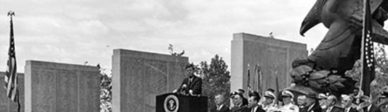 President John F. Kennedy at dedication of East Coast War Memorial