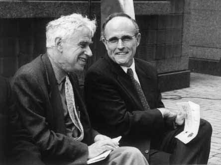 Photograph of Parks Commissioner Henry Stern and Mayor Giuliani