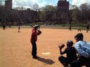 Photo of baseball game in Morningside park links to photo journal 4/05/02 through 4/12/02
