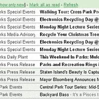Example of a feed reader with parks feeds
