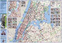 Thumbnail image of the NYC DOT greenway map front links to large PDF of map