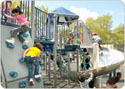Children playing on a playground structure