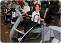 Woman on an exercise bike