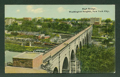 Color postcard of High Bridge in Washington Heights, Manhattan