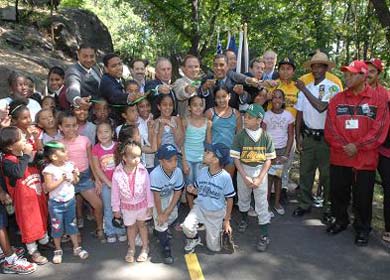 Ribbon Cutting for iron staircase and ramps to High Bridge. Photo by Danny Avila