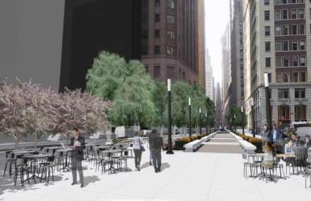 Rendering, Wall Street view to Trinity Church