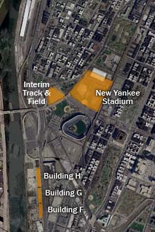 Satelite image of Yankee Stadium area