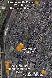 Satelite image of Yankee Stadium area
