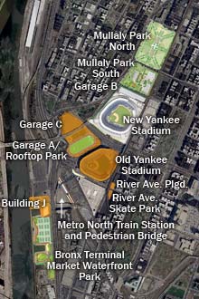 Satelite image of Yankee Stadium area