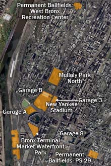Satelite image of Yankee Stadium area