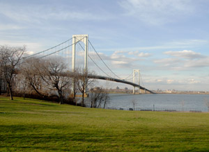 Francis Lewis Park with Whitestone Bridge in distance