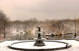 Bethesda Fountain in Central Park after a March snow storm