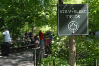 Strawberry Fields sign at entrance to the area