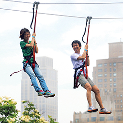 People ziplining